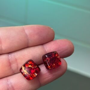 Murano Fiery Red Glass Earrings
